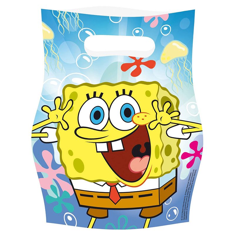 Foto van Amscan uitdeelzakjes spongebob 6 stuks 23 cm