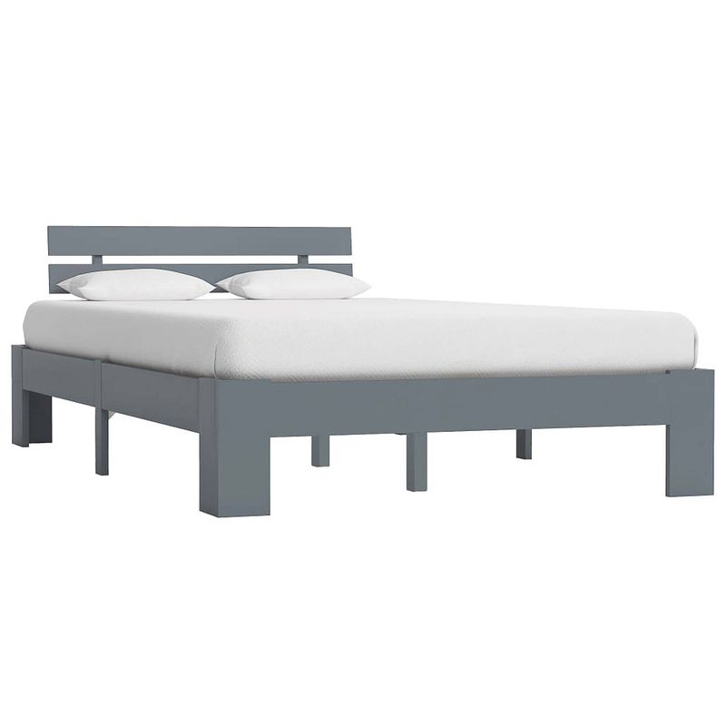 Foto van Vidaxl bedframe massief grenenhout grijs 140x200 cm