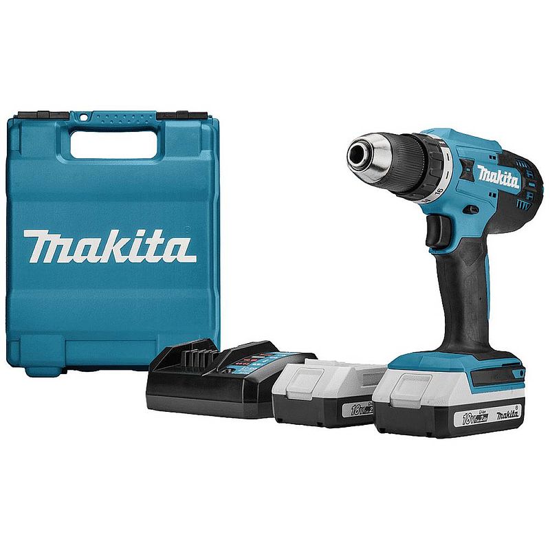 Foto van Makita makita df488dwae accu-schroefboormachine 18 v 2.0 ah li-ion incl. 2 accus, incl. lader, incl. koffer