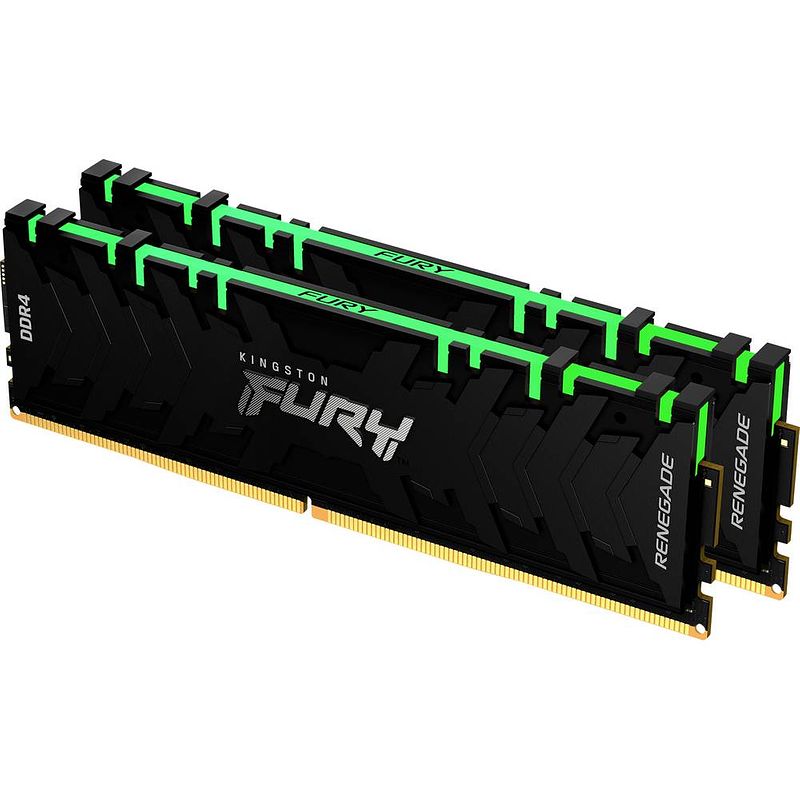 Foto van Kingston fury renegade rgb werkgeheugenset voor pc ddr4 64 gb 2 x 32 gb 3200 mhz 288-pins dimm cl16 kf432c16rbak2/64