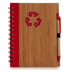 Foto van Pincello notitieboek 18 x 14 cm gelinieerd naturel/rood 2-delig