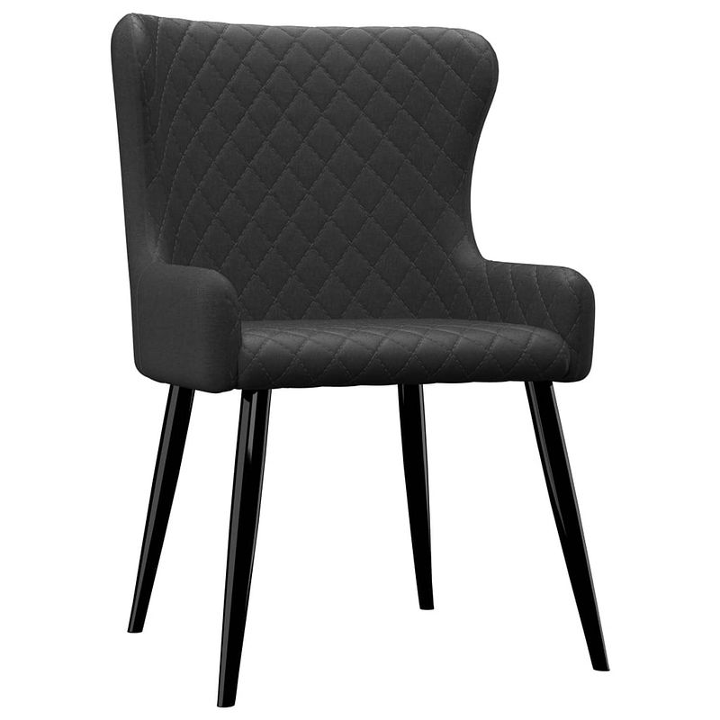 Foto van The living store eetkamerstoelen - eetstoelen - 60 x 55 x 84 cm - zwart stoffen bekleding