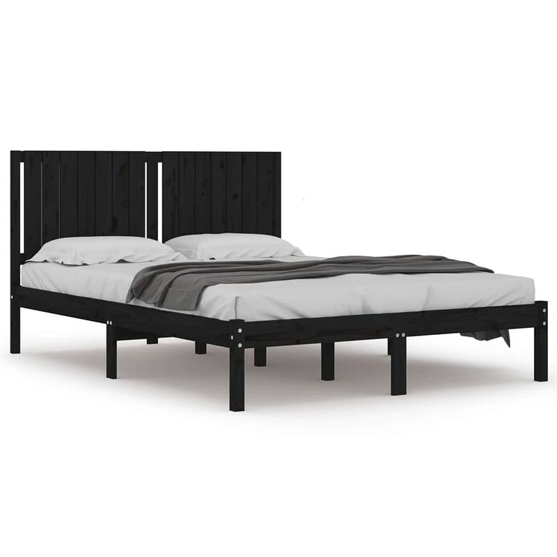 Foto van The living store bedframe - massief grenenhout - 160 x 200 cm - zwart