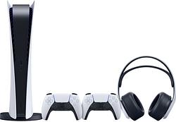 Foto van Playstation 5 digital edition + extra controller wit + 3d pulse gaming headset