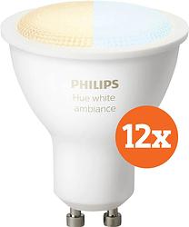 Foto van Philips hue white ambiance gu10 12-pack