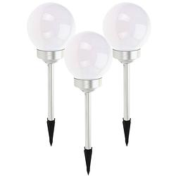 Foto van Set van 3x stuks solar tuinlampen/prikspots bol op zonne-energie 15 cm - prikspotjes