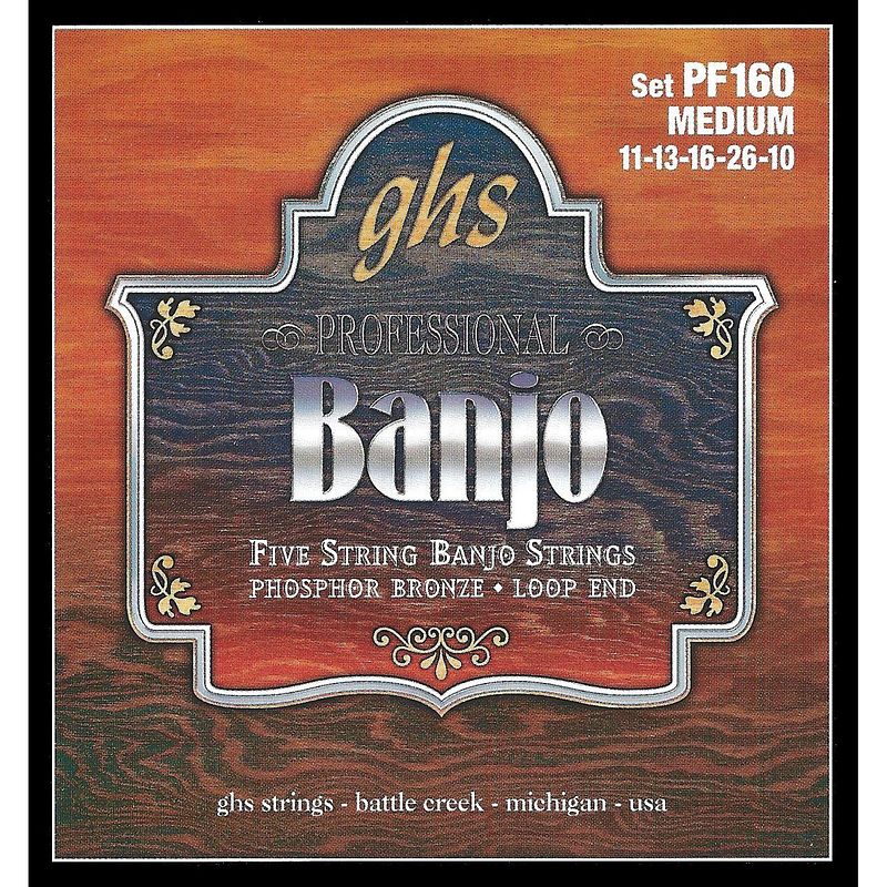 Foto van Ghs pf160 phosphor bronze 5-string medium snarenset banjo