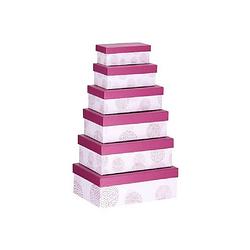 Foto van Set van 6x stuks roze gestipte cadeaudoosjes 16,5-28,5 cm rechthoekig - cadeaudoosjes