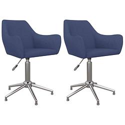 Foto van Vidaxl eetkamerstoelen 2 st draaibaar stof blauw