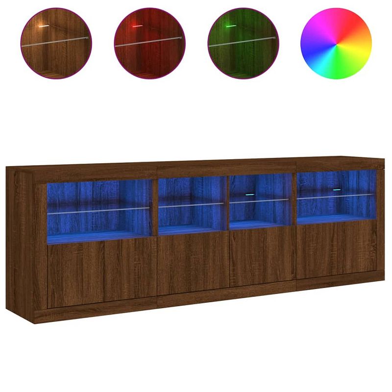 Foto van Vidaxl dressoir met led-verlichting 202x37x67 cm bruineikenkleurig