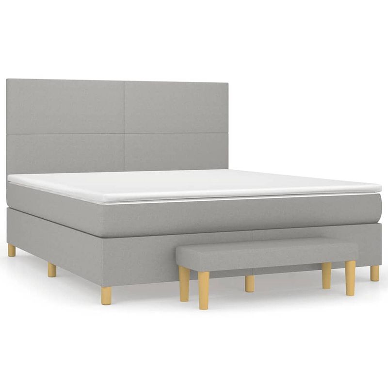 Foto van The living store boxspringbed - comfort - bed met pocketvering matras - 160x200 cm - lichtgrijs