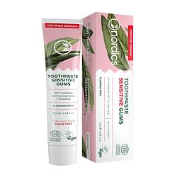 Foto van Nordics tandpasta bio sensitive gums vegan 75 ml wit