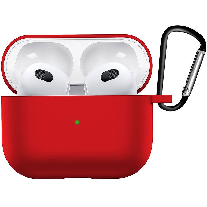 Foto van Basey hoesje voor airpods 3 hoesje silicone case cover - hoes voor airpods 3 case siliconen hoes - rood