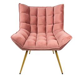 Foto van Clayre & eef fauteuil 79x91x93 cm roze ijzer textiel woonkamer stoel relax stoel binnen roze woonkamer stoel relax
