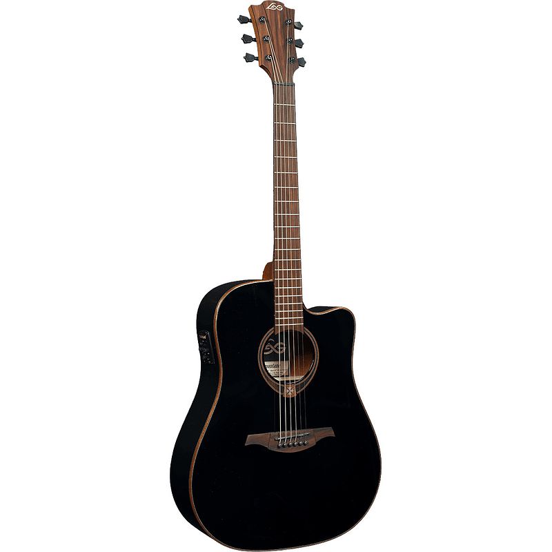 Foto van Lag guitars tramontane 118 t118dce-blk black elektrisch-akoestische westerngitaar