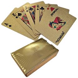 Foto van Setje gouden speelkaarten 54 stuks van geplastificeerd karton - kaartspel
