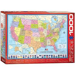 Foto van Eurographics puzzel map of the usa - 1000 stukjes