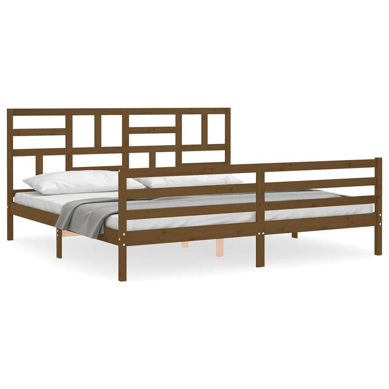 Foto van The living store bed frame - massief grenenhout - multiplex lattenbodem - functioneel hoofd- en voeteneinde -