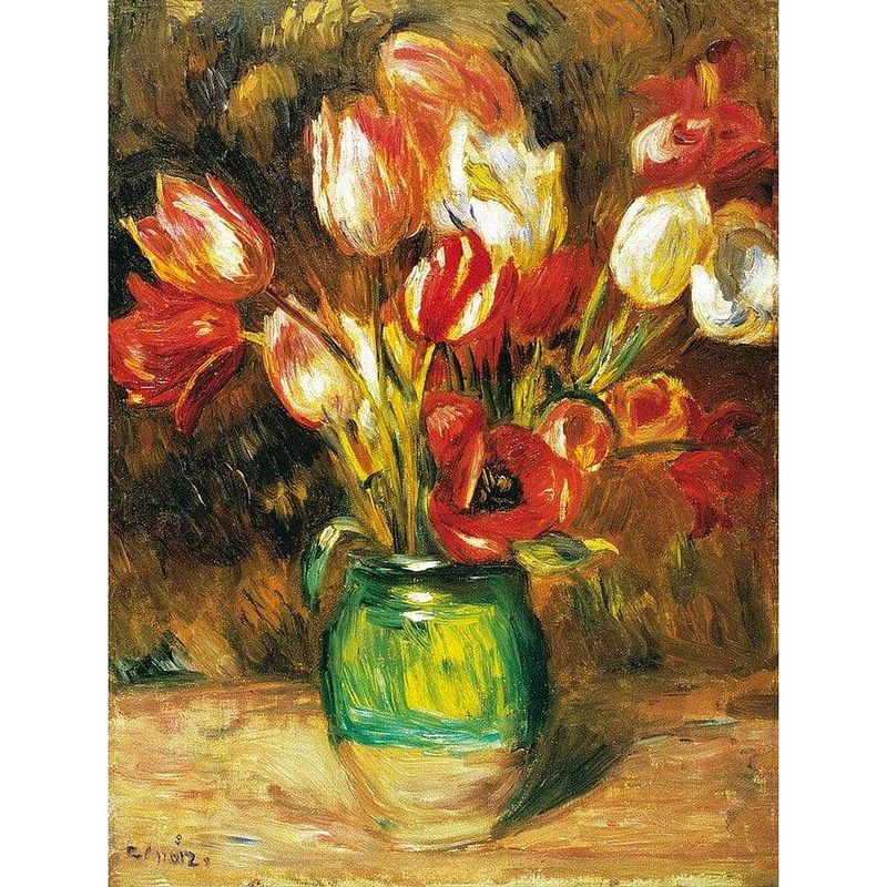 Foto van Auguste renoir - tulips in a vase kunstdruk 60x80cm