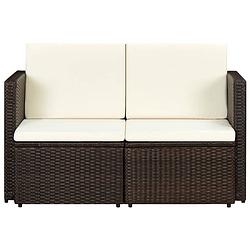 Foto van The living store tuinbank 2-zits bruin poly rattan - 118x65x74 cm - waterbestendig