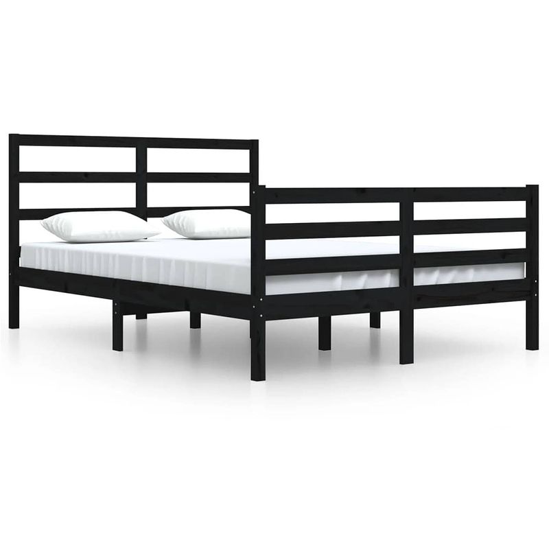 Foto van Vidaxl bedframe massief grenenhout zwart 140x200 cm