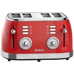 Foto van Sogo human technology broodrooster voor 4 sneden controlelampje, toastfunctie rood (metallic)