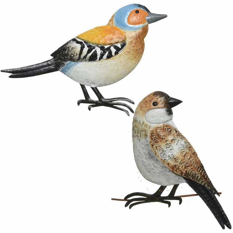 Foto van Decoratie vogels/muurvogels vink en mus voor in de tuin 38 cm - tuinbeelden