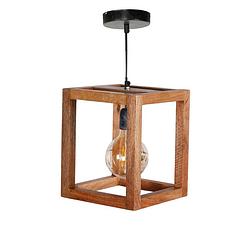 Foto van Hoyz - hanglamp - 1x mango houten frame - hanglamp - 25x25 cm