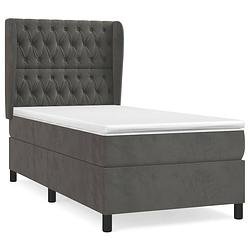 Foto van The living store bed - luxe boxspring - bed - afmeting- 203 x 103 x 118/128 cm - ken- fluweel - praktisch hoofdbord -