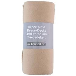 Foto van Polyester fleece deken/dekentje/plaid 170 x 130 cm warm beige - plaids