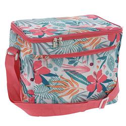 Foto van Kleine koeltas voor lunch tropical flowers roze/creme 30 x 20 x 25 cm 12 liter - koeltas