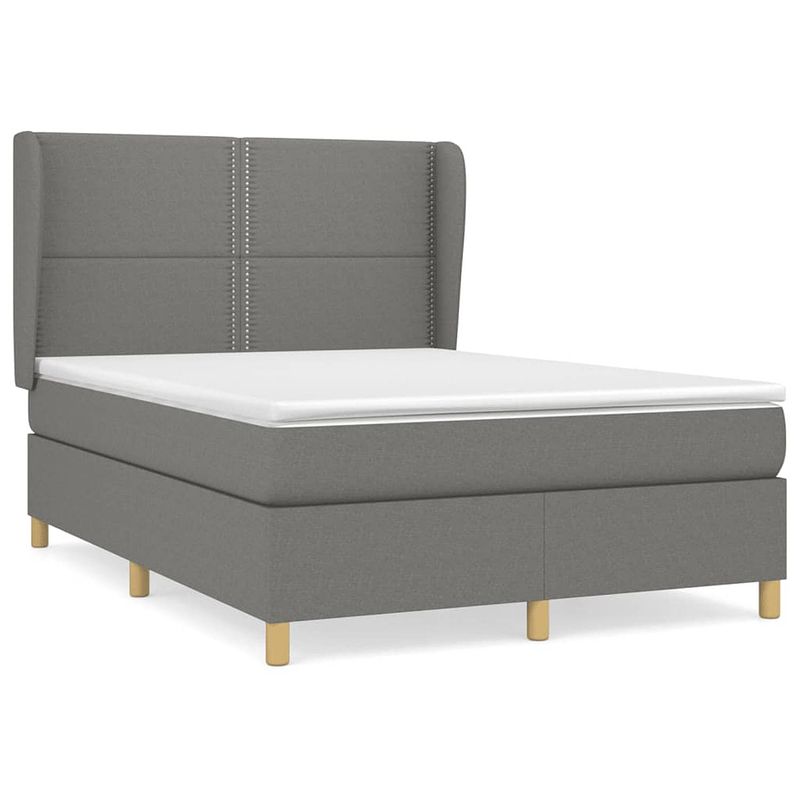 Foto van The living store boxspringbed - donkergrijs - 203 x 147 x 118/128 cm - met verstelbaar hoofdbord - pocketvering matras