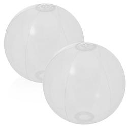 Foto van 2x stuks opblaasbare strandballen beach fun plastic wit 28 cm - strandballen