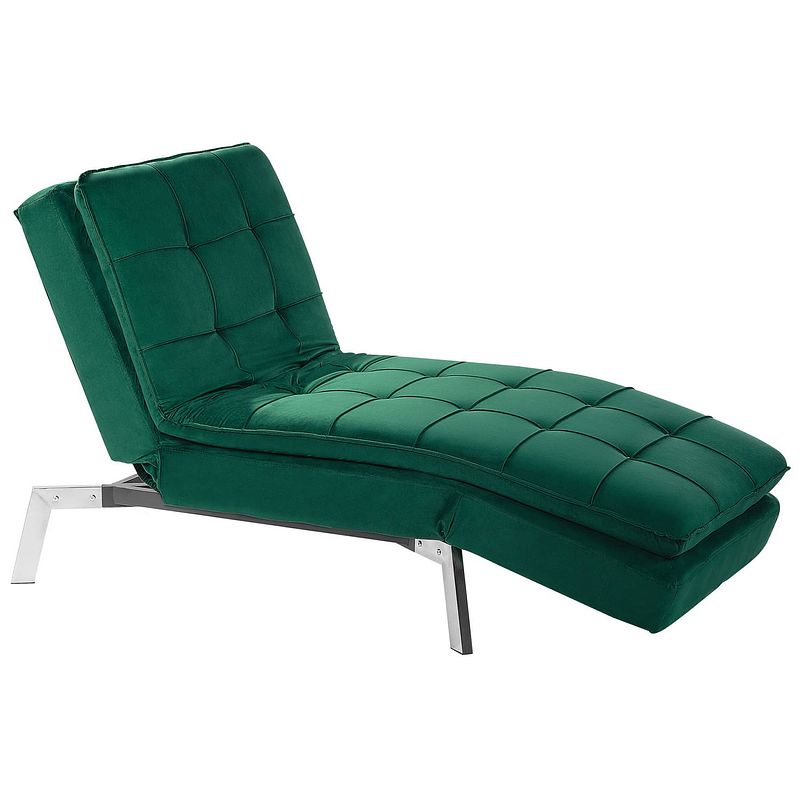 Foto van Beliani loiret - chaise longue-groen-fluweel