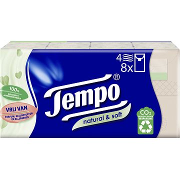 Foto van Tempo natural & soft 8 x 9 zakdoekjes bij jumbo