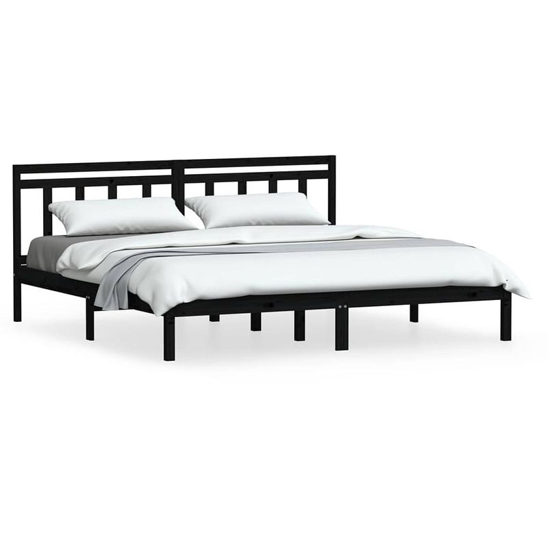 Foto van The living store bedframe - houten - zwart - 205.5 x 186 x 100 cm - geschikt voor matras 180 x 200 - the living store