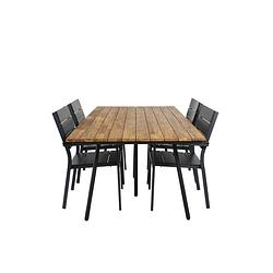 Foto van Chan tuinmeubelset tafel 100x200cm en 4 stoel levels zwart, naturel.