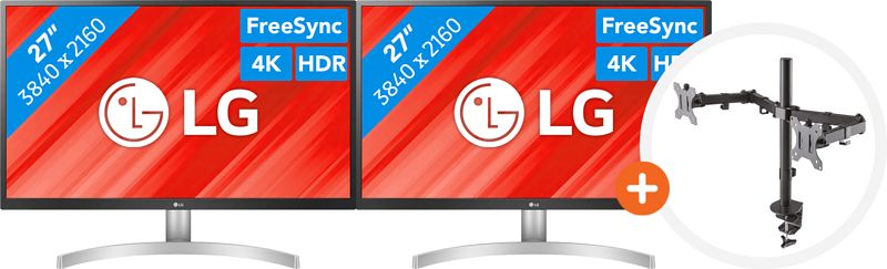 Foto van 2x lg 27ul500 + newstar fpma-d550dblack