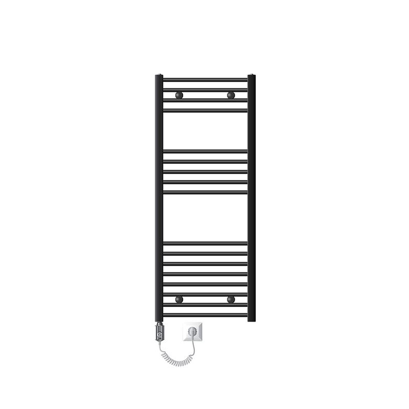 Foto van Ecd germany badkamerverwarmer elektrisch 500x1200 mm antraciet met zijaansluiting incl. verwarmingsstang 1200w chroom