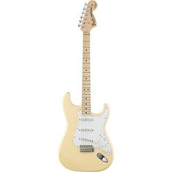 Foto van Fender made in japan yngwie malmsteen stratocaster mn vintage white elektrische gitaar met gigbag