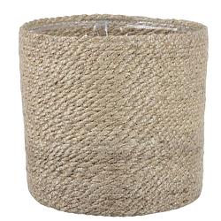 Foto van Naturel rotan planten pot mand van gedraaid jute/riet h20 en d20 cm - plantenpotten