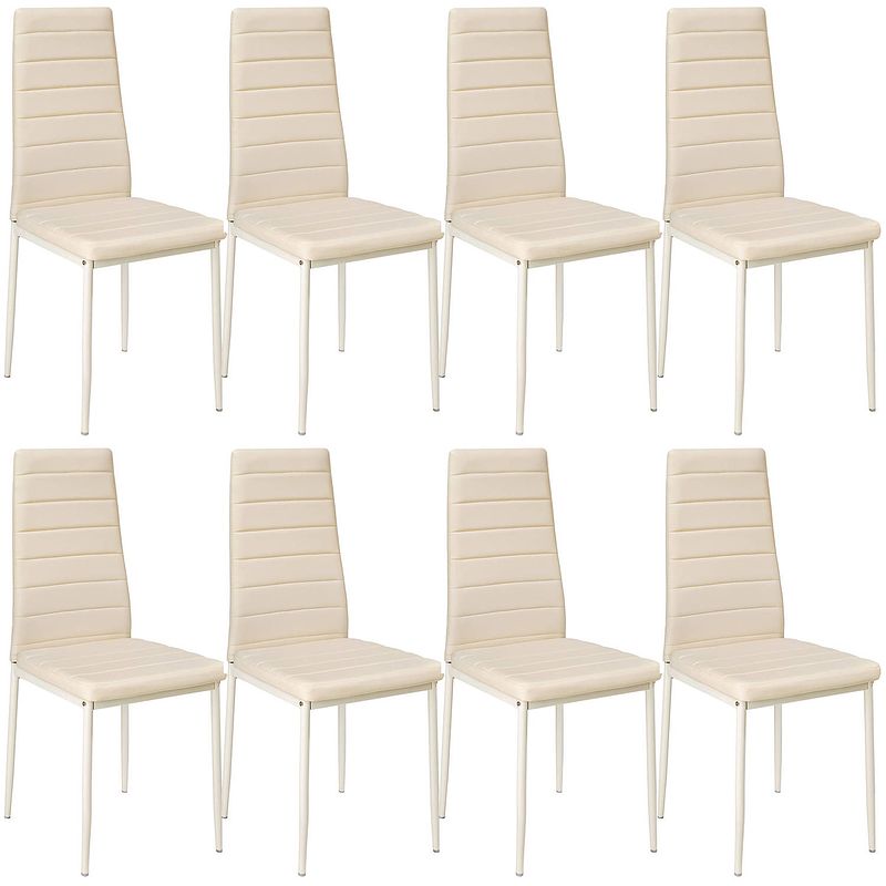 Foto van Tectake - 8 eetkamerstoelen kunstleer beige sku: 404122