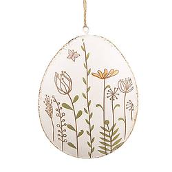 Foto van Clayre & eef paashanger ei 8 cm beige ijzer ovaal decoratie hanger beige decoratie hanger