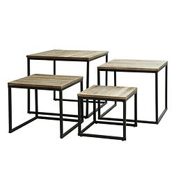 Foto van Giga meubel gm salontafel set van 4 - vierkant - teakhout - tafel teca