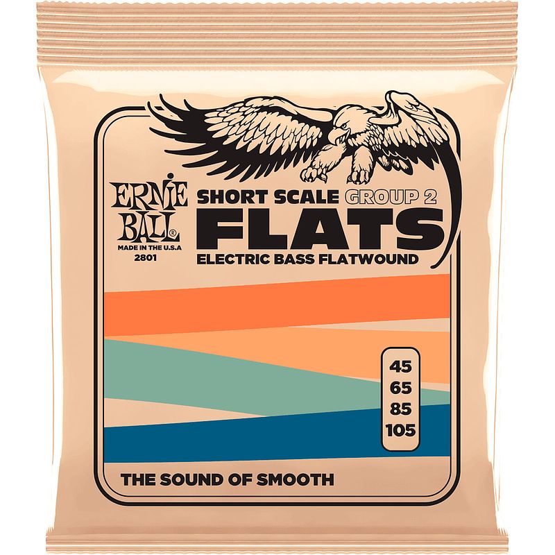 Foto van Ernie ball 2801 flats short scale group 2 45 - 105 flatwound snarenset voor basgitaar