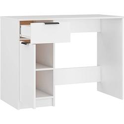 Foto van The living store bureau - wit bewerkt hout - 100 x 50 x 75 cm - met opbergruimte