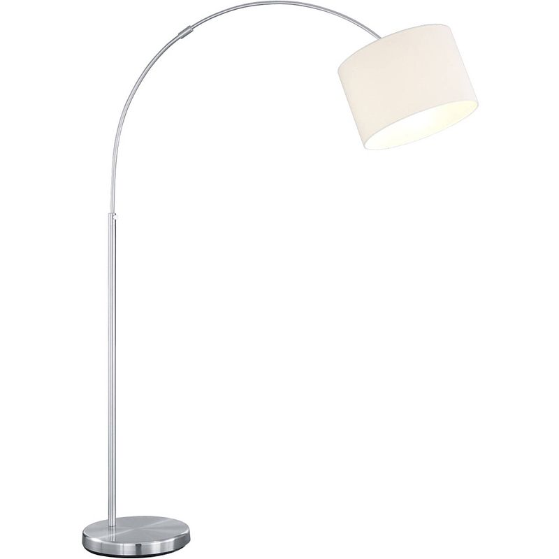 Foto van Led vloerlamp - trion hotia - e27 fitting - verstelbaar - rond - mat wit - aluminium