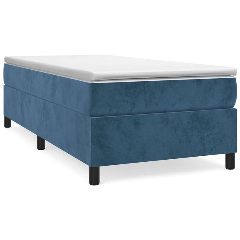 Foto van The living store boxspringframe fluweel donkerblauw 90x190 cm - bed