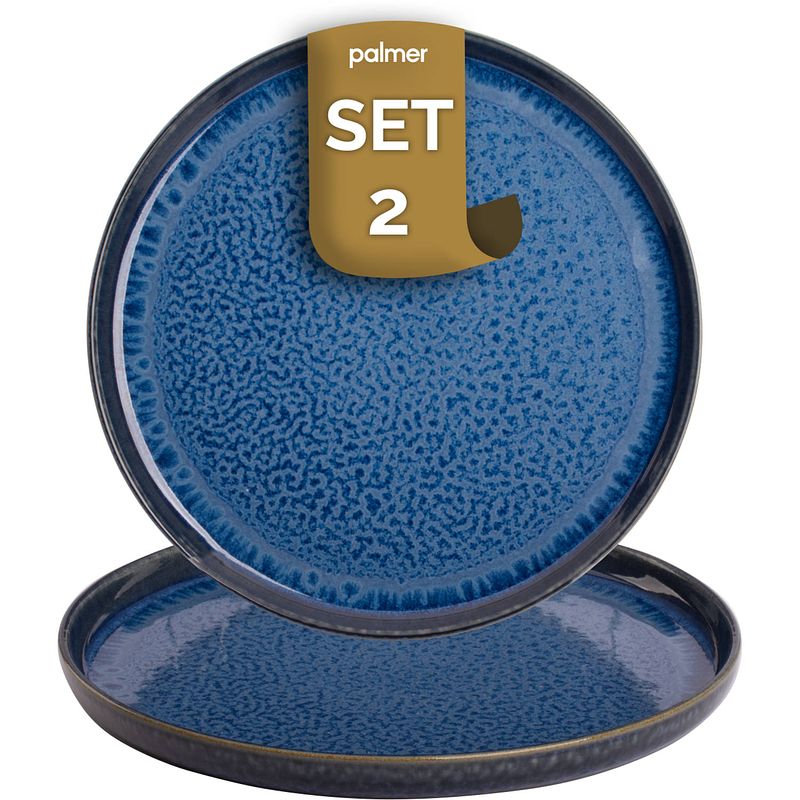 Foto van Palmer bord jory 28 cm blauw stoneware 2 stuk(s)