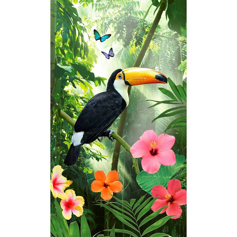 Foto van Good morning rainforest strandlaken - 100% polyester velours - 100x180 cm - groen